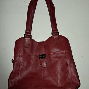 Tignanello Red Leather Hobo Shoulder Bag Purse